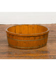 Chinese Qing Dynasty Period 19th Century Elm Round Rice Tray with Brass Braces-10. Asian & Chinese Furniture, Art, Antiques, Vintage Home Décor for sale at FEA Home