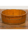 Chinese Qing Dynasty Period 19th Century Elm Round Rice Tray with Brass Braces-11. Asian & Chinese Furniture, Art, Antiques, Vintage Home Décor for sale at FEA Home