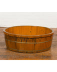 Chinese Qing Dynasty Period 19th Century Elm Round Rice Tray with Brass Braces-2. Asian & Chinese Furniture, Art, Antiques, Vintage Home Décor for sale at FEA Home