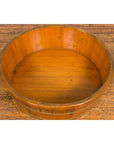 Chinese Qing Dynasty Period 19th Century Elm Round Rice Tray with Brass Braces-3. Asian & Chinese Furniture, Art, Antiques, Vintage Home Décor for sale at FEA Home