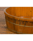 Chinese Qing Dynasty Period 19th Century Elm Round Rice Tray with Brass Braces-4. Asian & Chinese Furniture, Art, Antiques, Vintage Home Décor for sale at FEA Home