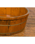 Chinese Qing Dynasty Period 19th Century Elm Round Rice Tray with Brass Braces-5. Asian & Chinese Furniture, Art, Antiques, Vintage Home Décor for sale at FEA Home