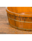 Chinese Qing Dynasty Period 19th Century Elm Round Rice Tray with Brass Braces-7. Asian & Chinese Furniture, Art, Antiques, Vintage Home Décor for sale at FEA Home