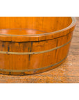 Chinese Qing Dynasty Period 19th Century Elm Round Rice Tray with Brass Braces-8. Asian & Chinese Furniture, Art, Antiques, Vintage Home Décor for sale at FEA Home