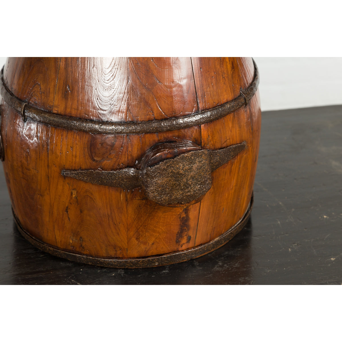 Chinese Qing Dynasty Period 19th Century Pear-Shaped Wooden Grain Basket-12. Asian & Chinese Furniture, Art, Antiques, Vintage Home Décor for sale at FEA Home
