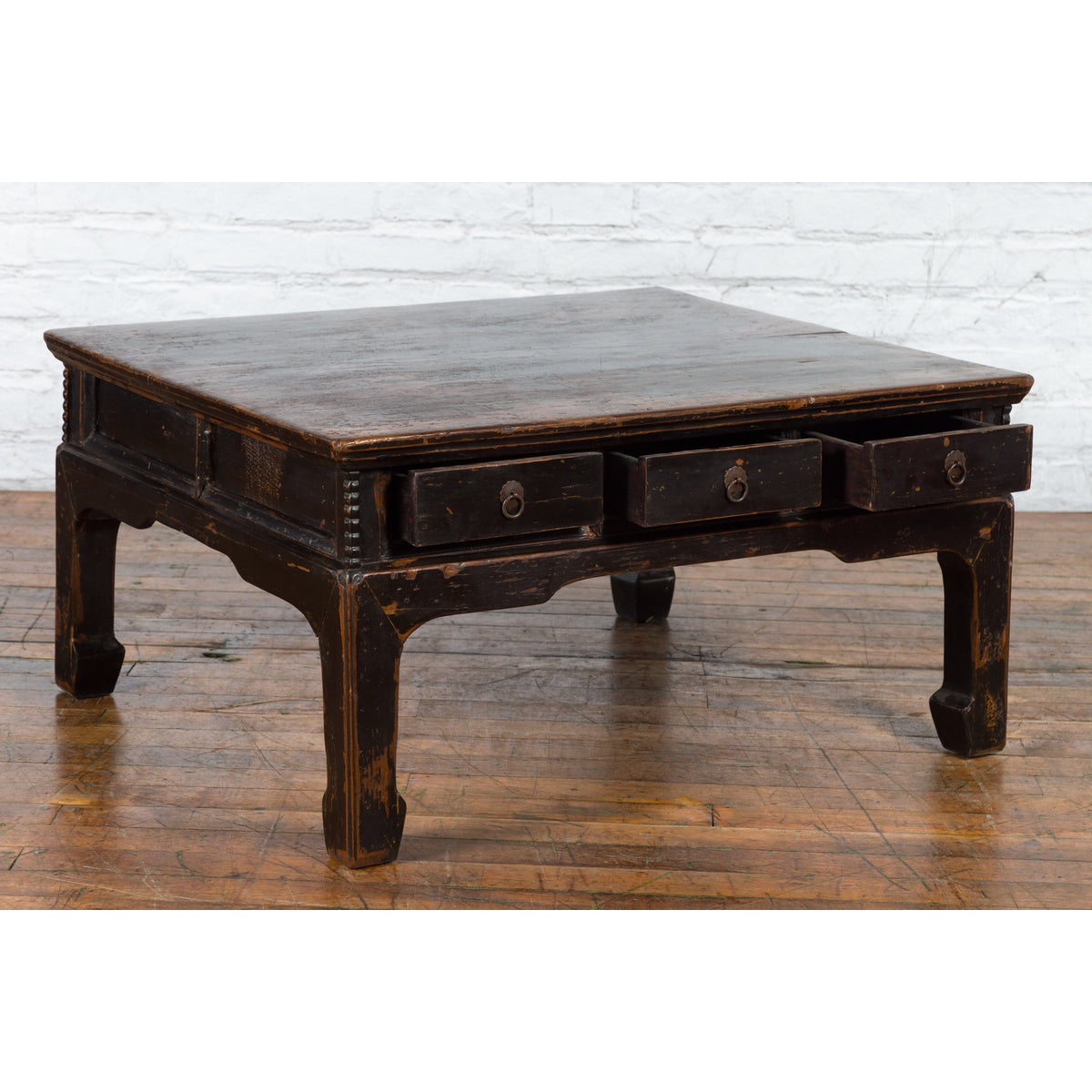 Chinese Qing Dynasty Period Brown Lacquered Coffee Table with Original Finish-3. Asian & Chinese Furniture, Art, Antiques, Vintage Home Décor for sale at FEA Home