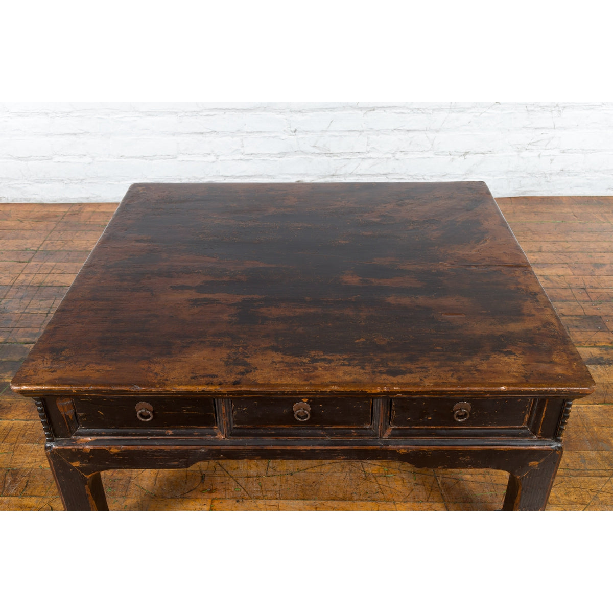 Chinese Qing Dynasty Period Brown Lacquered Coffee Table with Original Finish-4. Asian & Chinese Furniture, Art, Antiques, Vintage Home Décor for sale at FEA Home