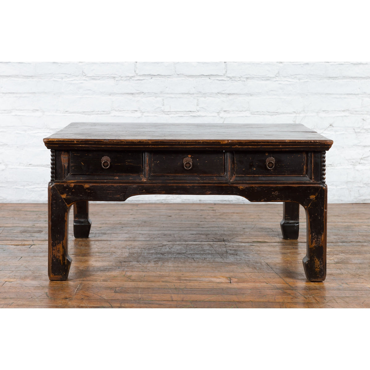 Chinese Qing Dynasty Period Brown Lacquered Coffee Table with Original Finish-5. Asian & Chinese Furniture, Art, Antiques, Vintage Home Décor for sale at FEA Home