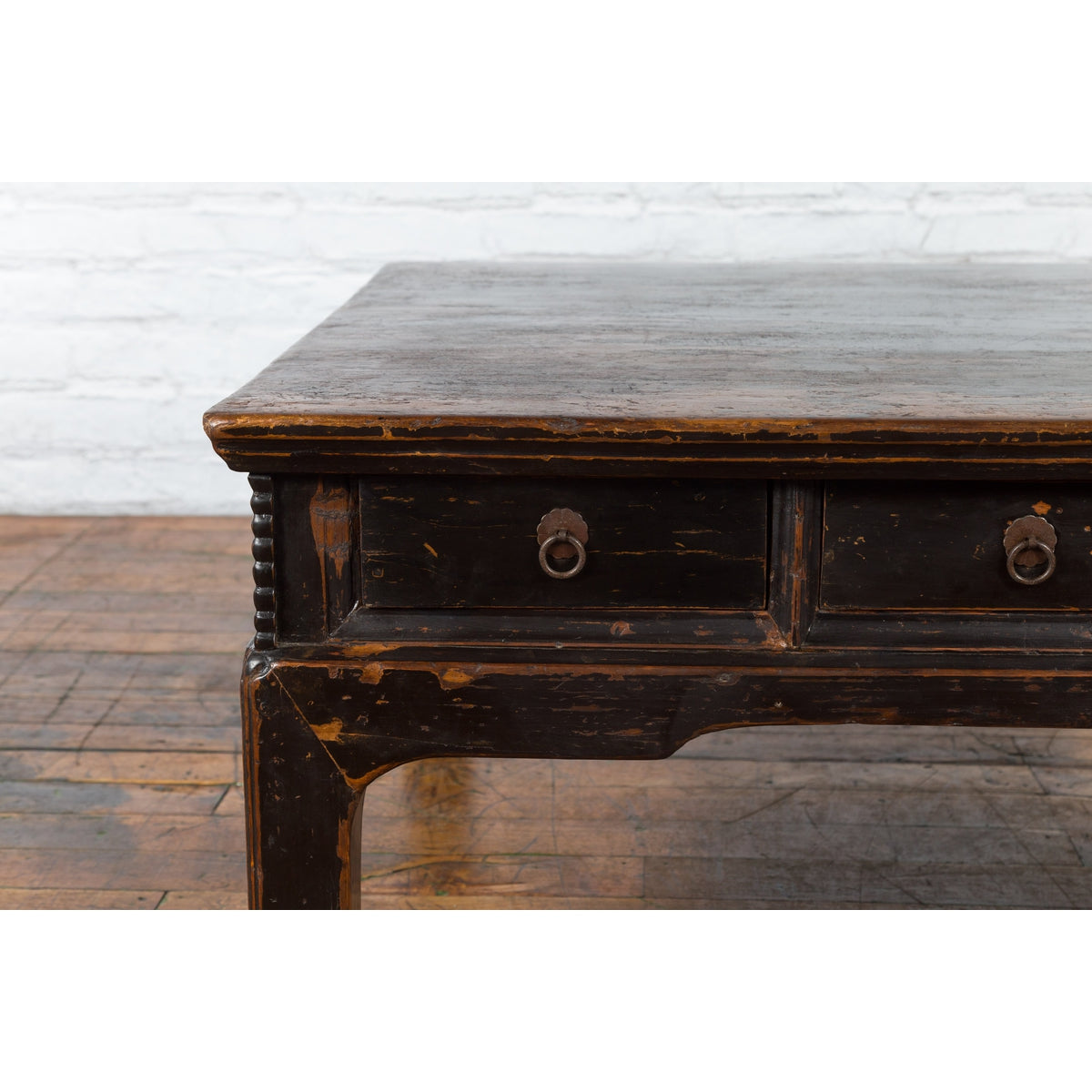 Chinese Qing Dynasty Period Brown Lacquered Coffee Table with Original Finish-6. Asian & Chinese Furniture, Art, Antiques, Vintage Home Décor for sale at FEA Home