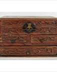 Chinese Red Brown Lacquer Jewelry Box with Iron Hardware, Early 20th Century-11. Asian & Chinese Furniture, Art, Antiques, Vintage Home Décor for sale at FEA Home