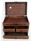 Chinese Red Brown Lacquer Jewelry Box with Iron Hardware, Early 20th Century-8. Asian & Chinese Furniture, Art, Antiques, Vintage Home Décor for sale at FEA Home