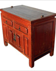 Chinese Red Lacquer Side Cabinet-4. Asian & Chinese Furniture, Art, Antiques, Vintage Home Décor for sale at FEA Home