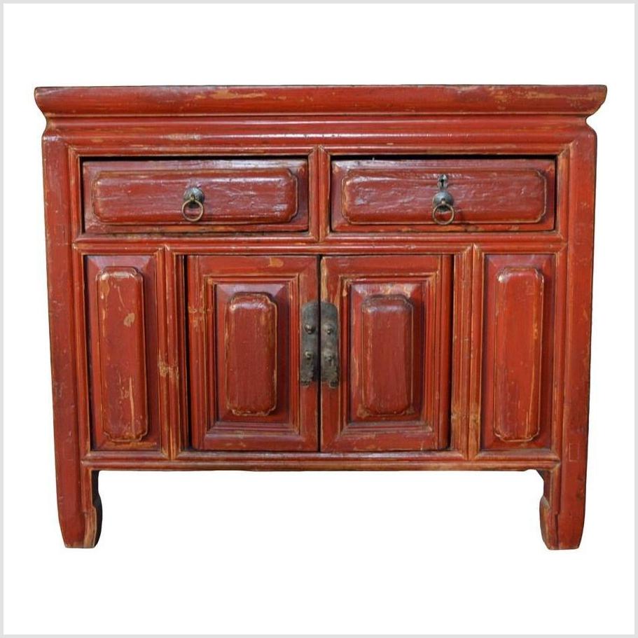 Chinese Red Lacquer Side Cabinet-5. Asian & Chinese Furniture, Art, Antiques, Vintage Home Décor for sale at FEA Home