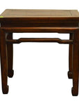 Dark wood side table with straight legs, traditional simple design, shown against a plain background.
