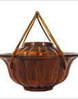 Chinese Varnished Bamboo Hat Basket from the 19th Century Painted with Flowers-3. Asian & Chinese Furniture, Art, Antiques, Vintage Home Décor for sale at FEA Home