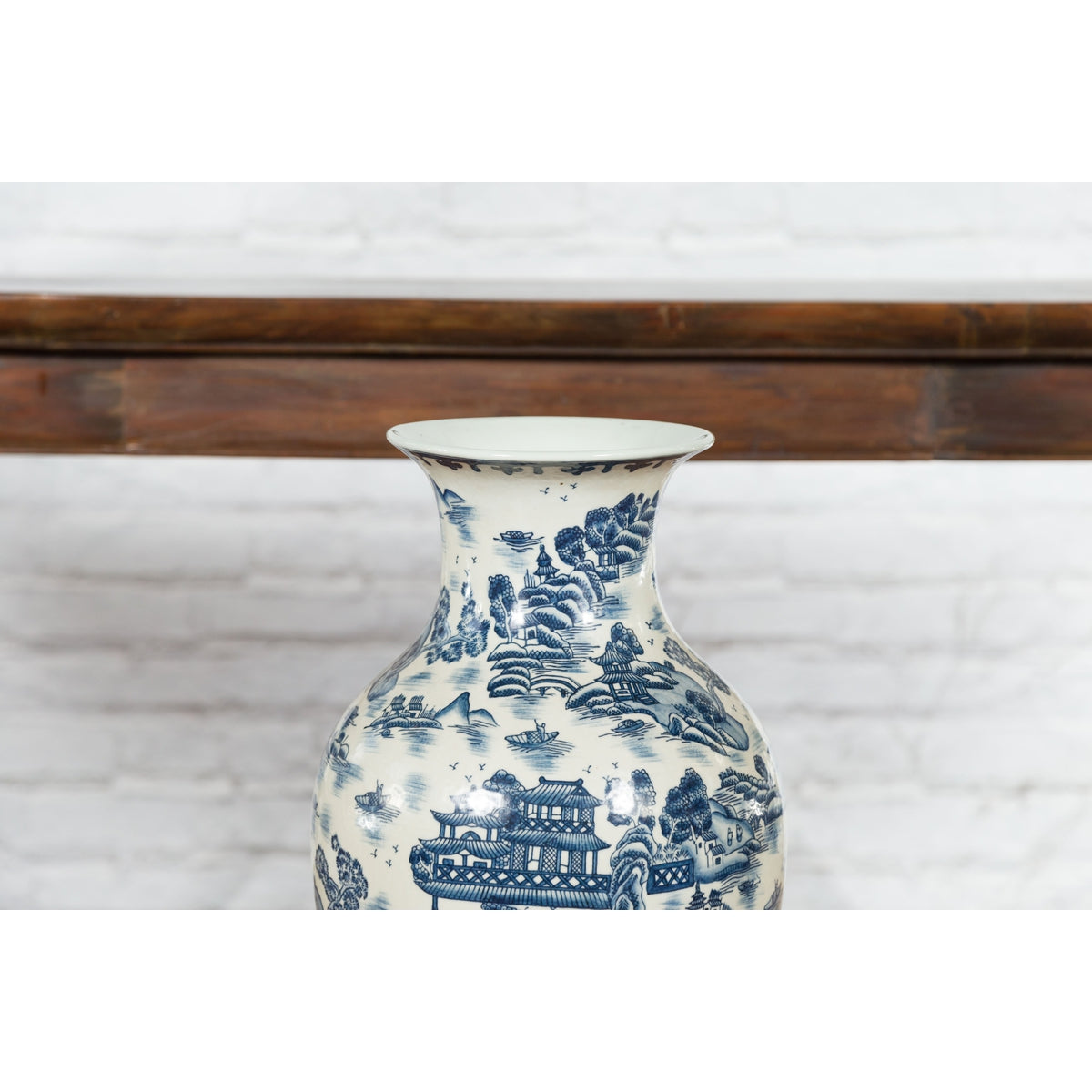 Porcelain Vintage Blue and White Chinese Vase-11. Asian & Chinese Furniture, Art, Antiques, Vintage Home Décor for sale at FEA Home