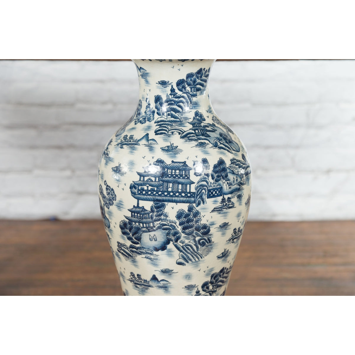 Porcelain Vintage Blue and White Chinese Vase-5. Asian & Chinese Furniture, Art, Antiques, Vintage Home Décor for sale at FEA Home