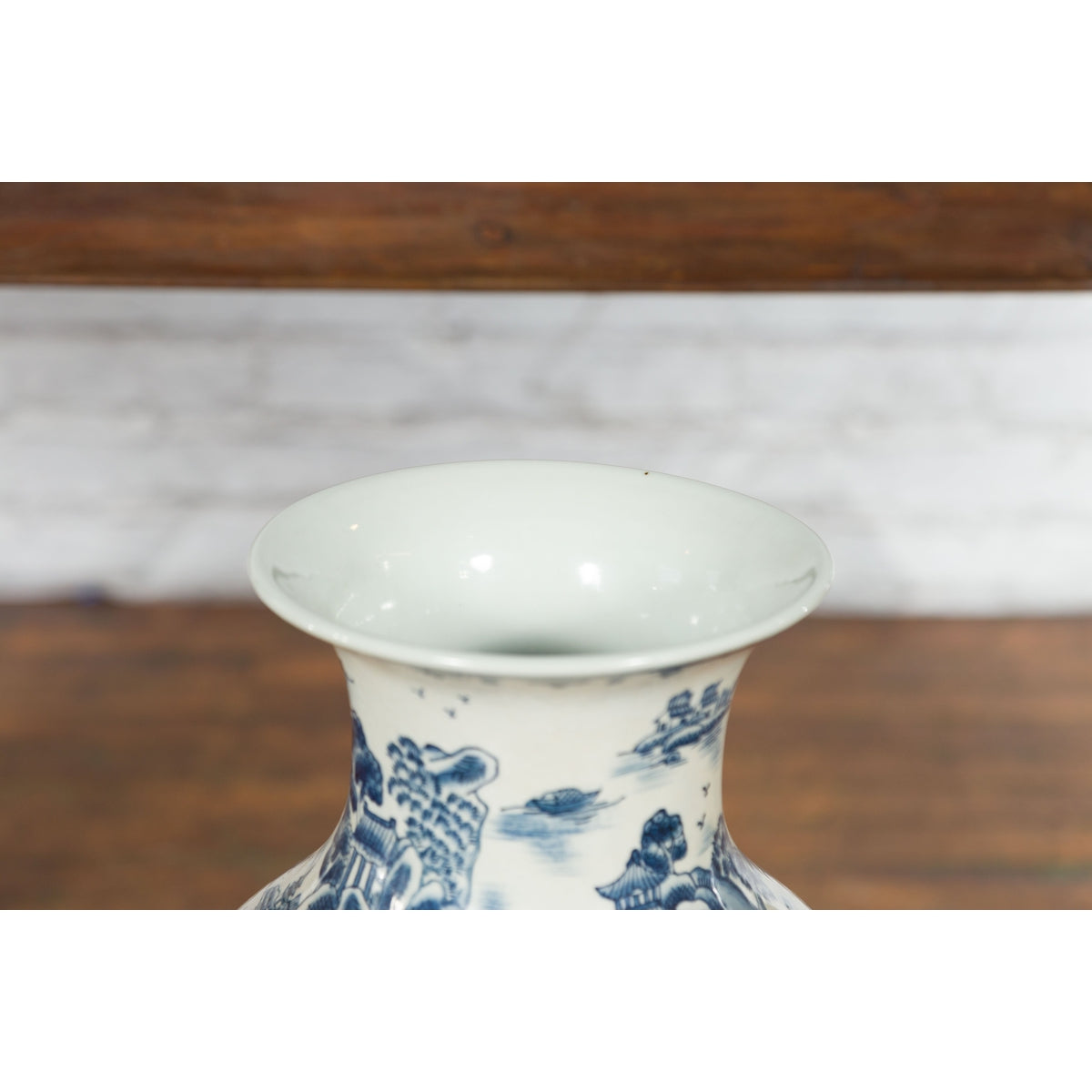 Porcelain Vintage Blue and White Chinese Vase-6. Asian & Chinese Furniture, Art, Antiques, Vintage Home Décor for sale at FEA Home