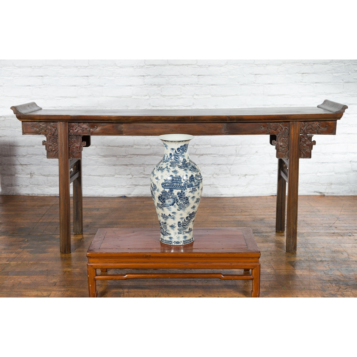 Porcelain Vintage Blue and White Chinese Vase-7. Asian & Chinese Furniture, Art, Antiques, Vintage Home Décor for sale at FEA Home