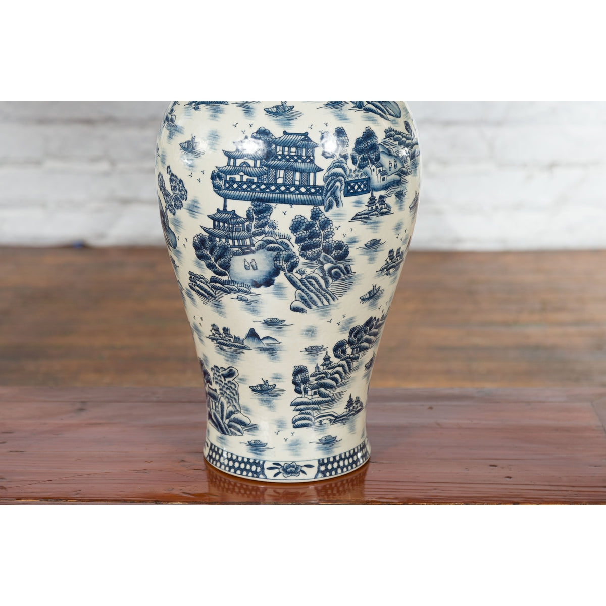 Porcelain Vintage Blue and White Chinese Vase-8. Asian & Chinese Furniture, Art, Antiques, Vintage Home Décor for sale at FEA Home