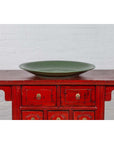 Vintage Dark Green Celadon Ceramic Charger-11. Asian & Chinese Furniture, Art, Antiques, Vintage Home Décor for sale at FEA Home