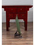 Vintage Dark Green Celadon Ceramic Charger-8. Asian & Chinese Furniture, Art, Antiques, Vintage Home Décor for sale at FEA Home