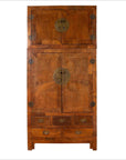 Chinese Vintage Elm Compound Two-Part Wedding Wardrobe with Doors and Drawers-1. Asian & Chinese Furniture, Art, Antiques, Vintage Home Décor for sale at FEA Home