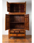 Chinese Vintage Elm Compound Two-Part Wedding Wardrobe with Doors and Drawers-7. Asian & Chinese Furniture, Art, Antiques, Vintage Home Décor for sale at FEA Home