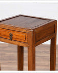 Chinese Vintage Elmwood Lamp Table with Single Drawer and Cracked Ice Shelf-15. Asian & Chinese Furniture, Art, Antiques, Vintage Home Décor for sale at FEA Home