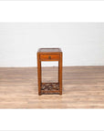 Chinese Vintage Elmwood Lamp Table with Single Drawer and Cracked Ice Shelf-17. Asian & Chinese Furniture, Art, Antiques, Vintage Home Décor for sale at FEA Home