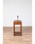 Chinese Vintage Elmwood Lamp Table with Single Drawer and Cracked Ice Shelf-4. Asian & Chinese Furniture, Art, Antiques, Vintage Home Décor for sale at FEA Home