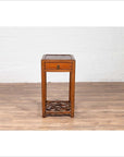 Chinese Vintage Elmwood Lamp Table with Single Drawer and Cracked Ice Shelf-6. Asian & Chinese Furniture, Art, Antiques, Vintage Home Décor for sale at FEA Home