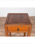 Chinese Vintage Elmwood Lamp Table with Single Drawer and Cracked Ice Shelf-7. Asian & Chinese Furniture, Art, Antiques, Vintage Home Décor for sale at FEA Home