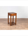 Chinese Vintage Elmwood Lamp Table with Single Drawer and Cracked Ice Shelf-10. Asian & Chinese Furniture, Art, Antiques, Vintage Home Décor for sale at FEA Home