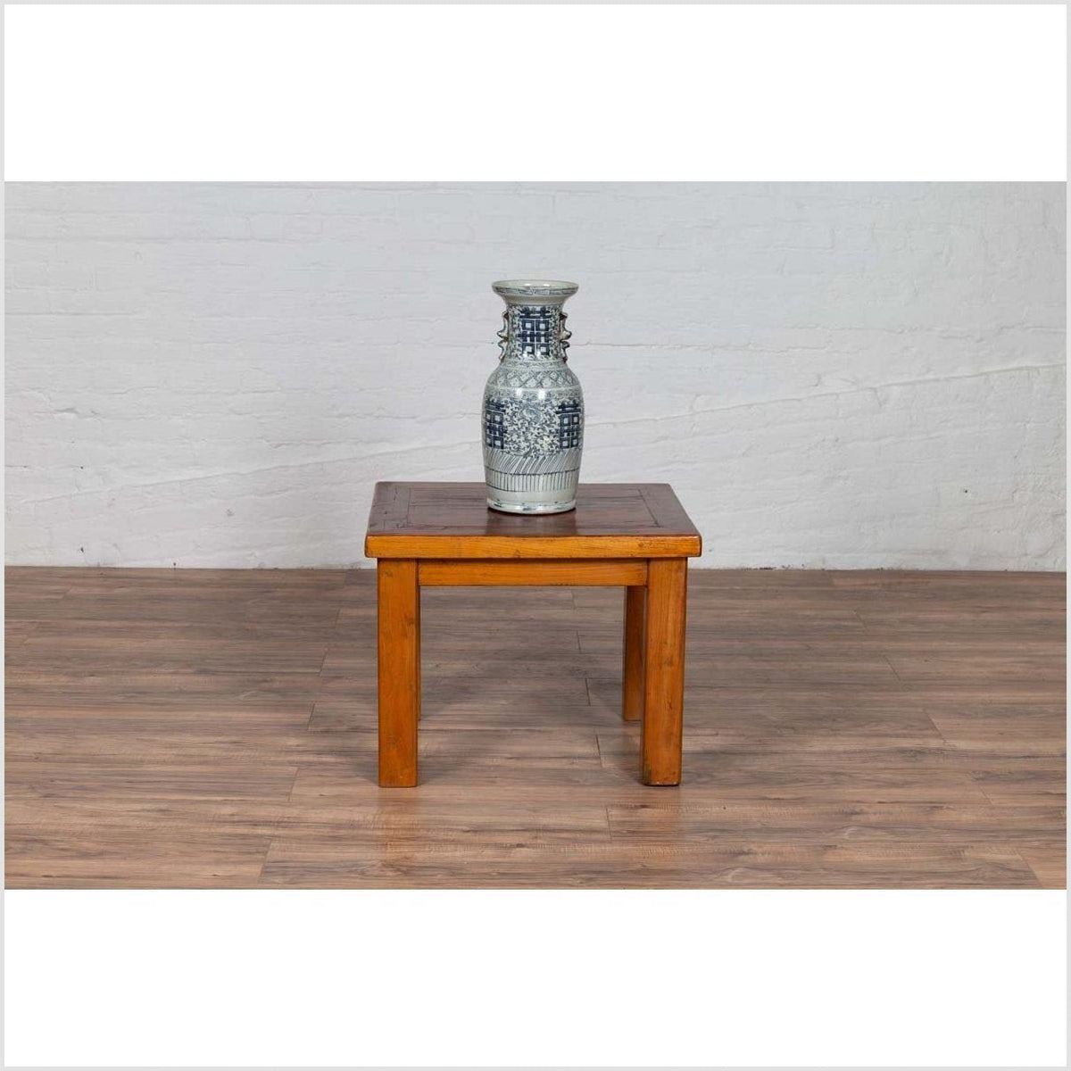 Chinese Vintage Natural Wood Side Table with Square Legs and Contemporary Design-3. Asian & Chinese Furniture, Art, Antiques, Vintage Home Décor for sale at FEA Home