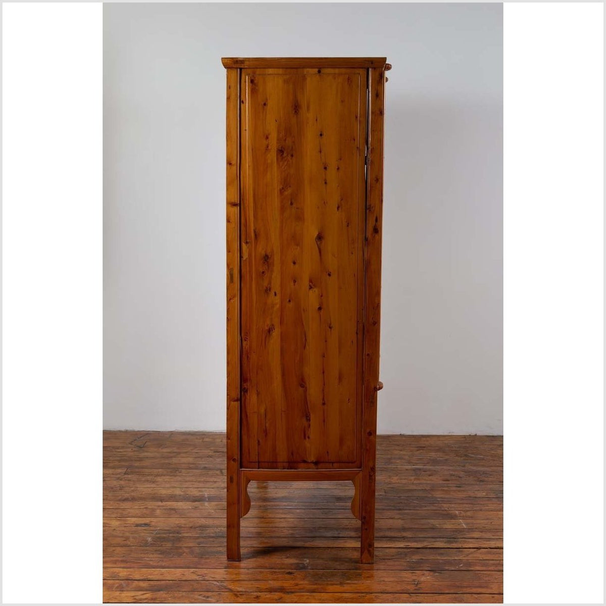 Chinese Vintage Natural Wood Two-Door Cabinet with Floral Décor and Drawers-15. Asian & Chinese Furniture, Art, Antiques, Vintage Home Décor for sale at FEA Home