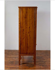 Chinese Vintage Natural Wood Two-Door Cabinet with Floral Décor and Drawers-15. Asian & Chinese Furniture, Art, Antiques, Vintage Home Décor for sale at FEA Home