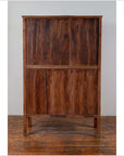 Chinese Vintage Natural Wood Two-Door Cabinet with Floral Décor and Drawers-16. Asian & Chinese Furniture, Art, Antiques, Vintage Home Décor for sale at FEA Home