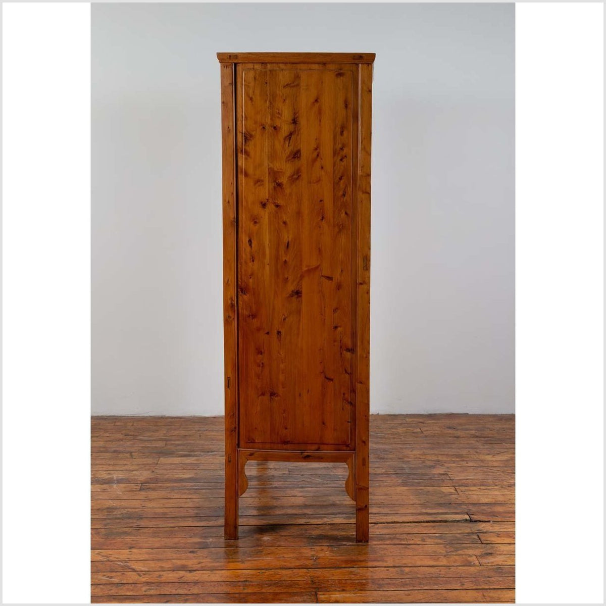 Chinese Vintage Natural Wood Two-Door Cabinet with Floral Décor and Drawers-17. Asian & Chinese Furniture, Art, Antiques, Vintage Home Décor for sale at FEA Home