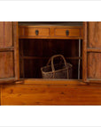 Chinese Vintage Natural Wood Two-Door Cabinet with Floral Décor and Drawers-18. Asian & Chinese Furniture, Art, Antiques, Vintage Home Décor for sale at FEA Home