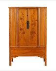 Chinese Vintage Natural Wood Two-Door Cabinet with Floral Décor and Drawers-1. Asian & Chinese Furniture, Art, Antiques, Vintage Home Décor for sale at FEA Home