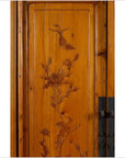 Chinese Vintage Natural Wood Two-Door Cabinet with Floral Décor and Drawers-5. Asian & Chinese Furniture, Art, Antiques, Vintage Home Décor for sale at FEA Home