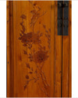 Chinese Vintage Natural Wood Two-Door Cabinet with Floral Décor and Drawers-6. Asian & Chinese Furniture, Art, Antiques, Vintage Home Décor for sale at FEA Home