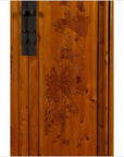 Chinese Vintage Natural Wood Two-Door Cabinet with Floral Décor and Drawers-8. Asian & Chinese Furniture, Art, Antiques, Vintage Home Décor for sale at FEA Home