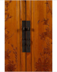 Chinese Vintage Natural Wood Two-Door Cabinet with Floral Décor and Drawers-9. Asian & Chinese Furniture, Art, Antiques, Vintage Home Décor for sale at FEA Home