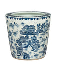 Chinese Vintage Porcelain Cache-Pot Planter with Blue and White Landscape-1. Asian & Chinese Furniture, Art, Antiques, Vintage Home Décor for sale at FEA Home