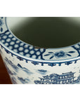Chinese Vintage Porcelain Cache-Pot Planter with Blue and White Landscape-10. Asian & Chinese Furniture, Art, Antiques, Vintage Home Décor for sale at FEA Home