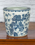 Chinese Vintage Porcelain Cache-Pot Planter with Blue and White Landscape-2. Asian & Chinese Furniture, Art, Antiques, Vintage Home Décor for sale at FEA Home