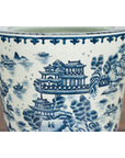Chinese Vintage Porcelain Cache-Pot Planter with Blue and White Landscape-7. Asian & Chinese Furniture, Art, Antiques, Vintage Home Décor for sale at FEA Home