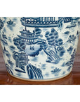 Chinese Vintage Porcelain Cache-Pot Planter with Blue and White Landscape-8. Asian & Chinese Furniture, Art, Antiques, Vintage Home Décor for sale at FEA Home